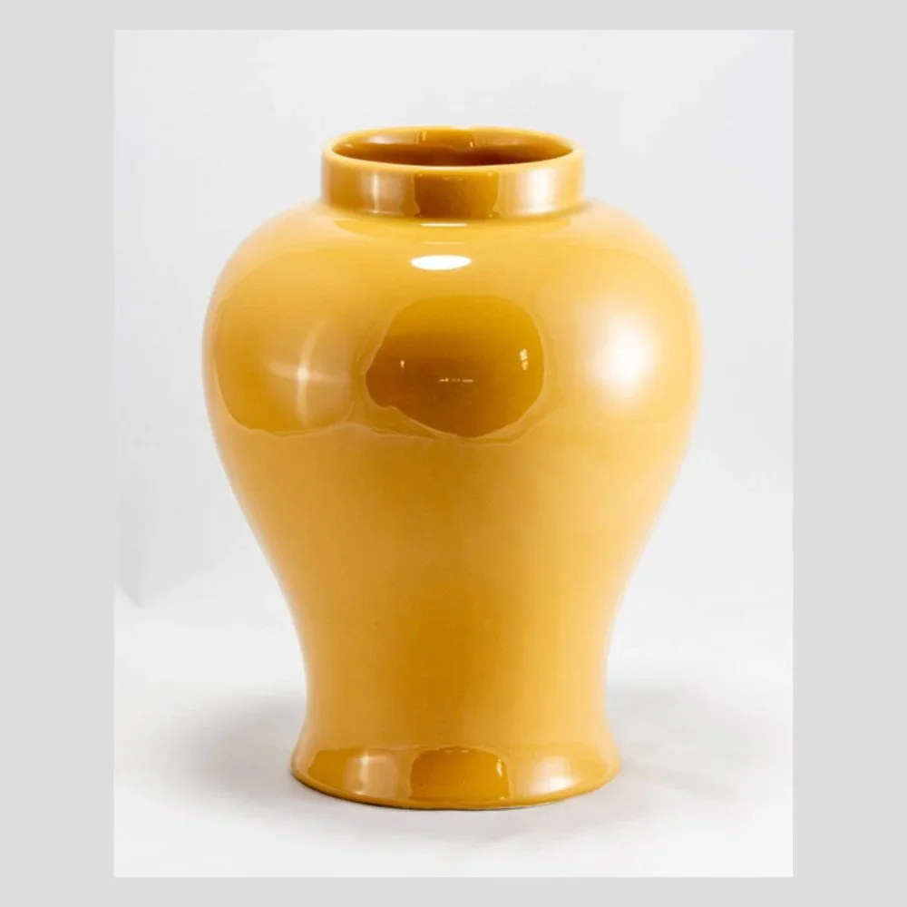 Vintage Nora Fenton Italy Ochre Ginger Jar Vase 8” Italian Pottery